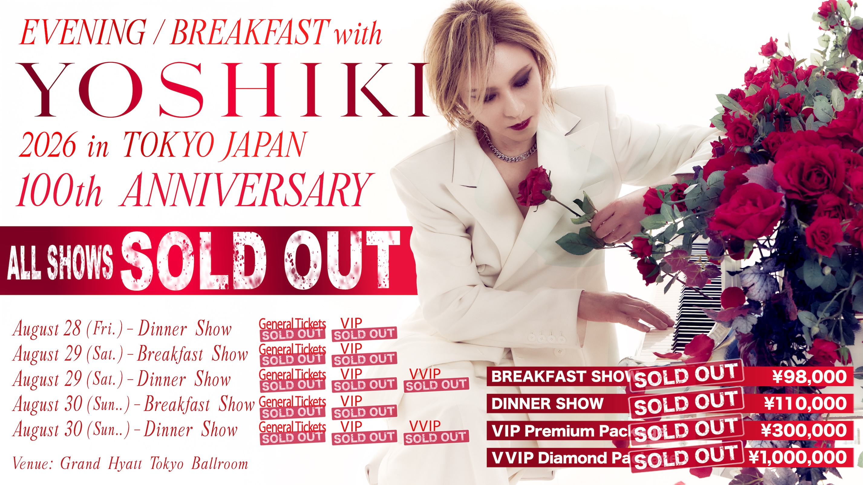 Driven by overwhelming demand, all five performances of YOSHIKI's